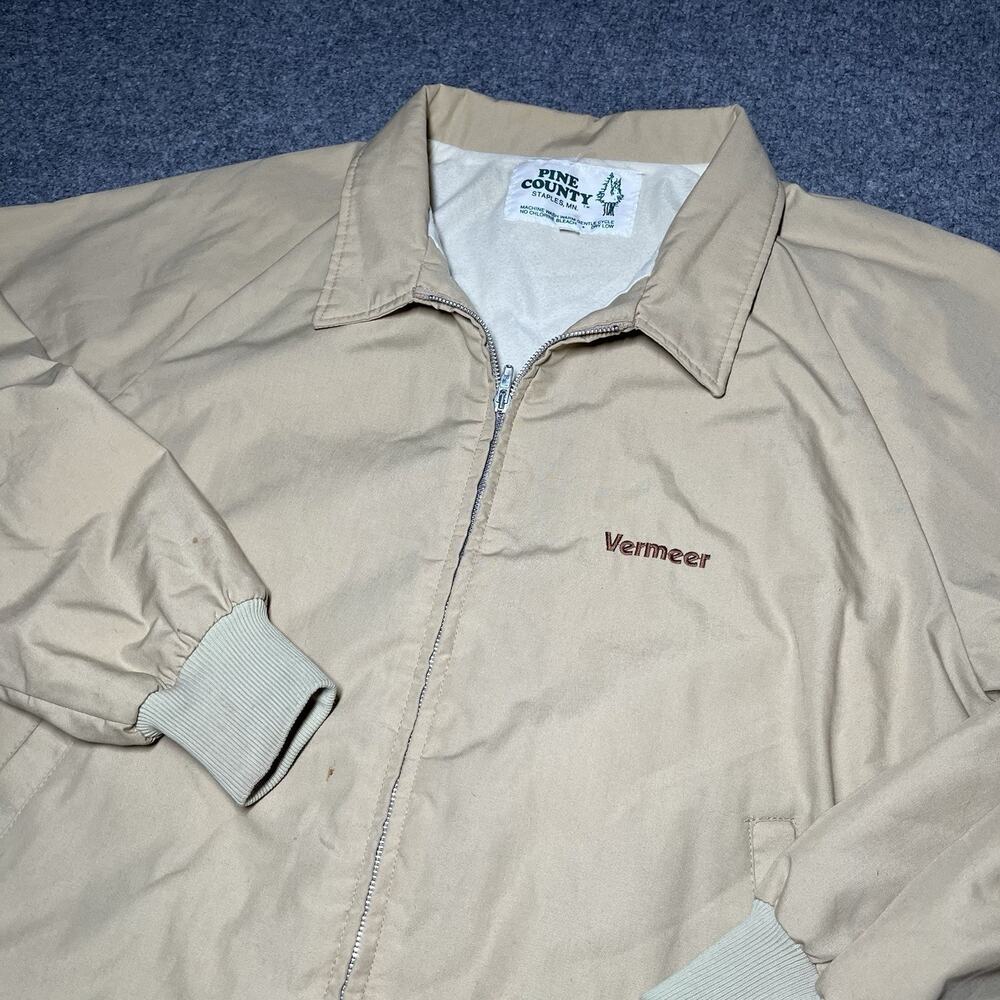 Vintage Vermeer Jacket Mens XL Beige Farm Front Snap Pine County Work USA 90s